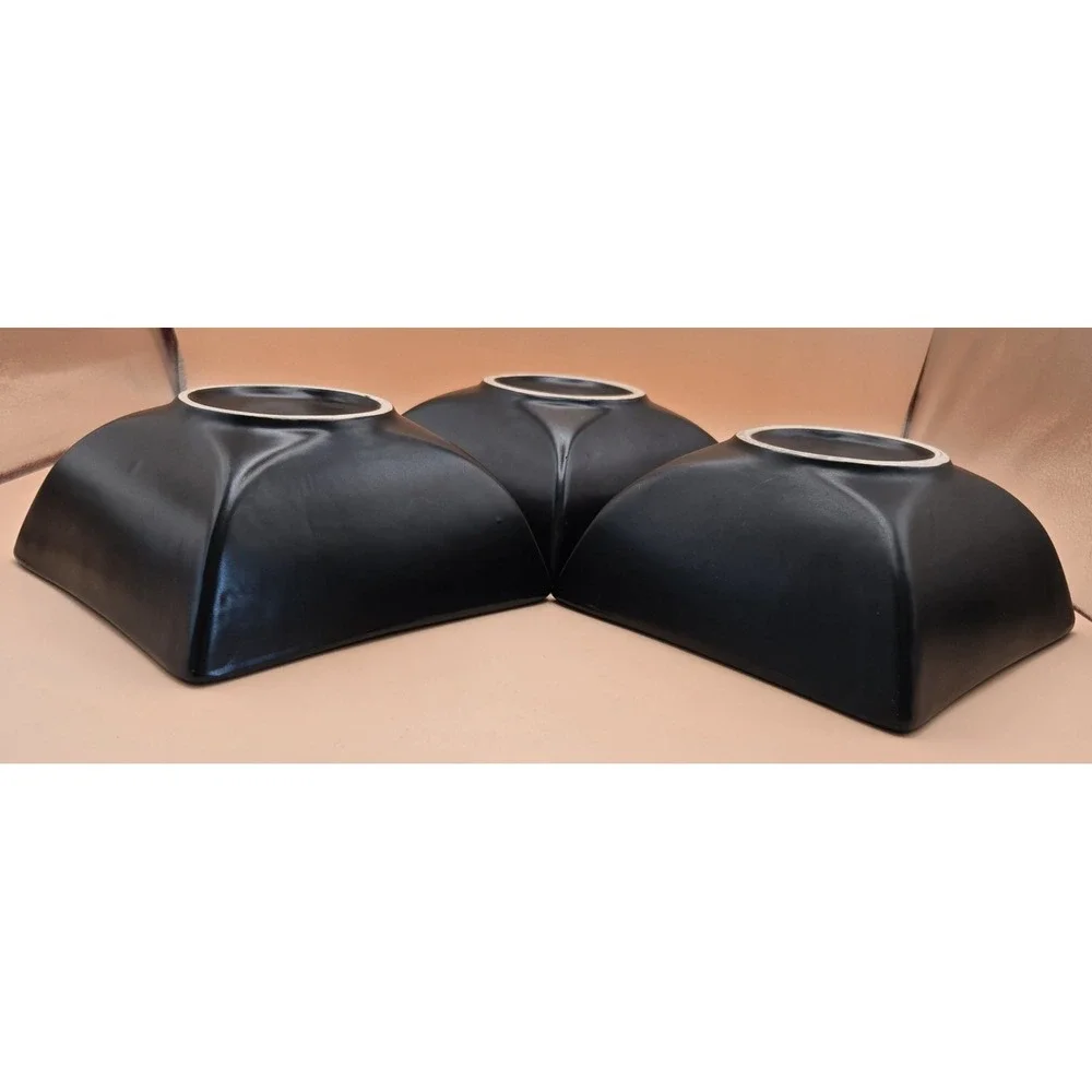 Ceramic Square Bowls 3‎ Black & Brown Cinnamon Square